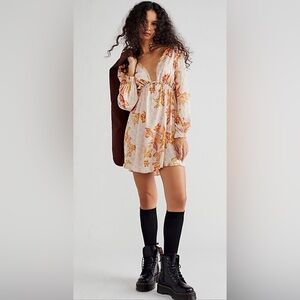 Free People Women’s Soli Plunge Neck Long Sleeve Mini Dress Size S - NWOT
